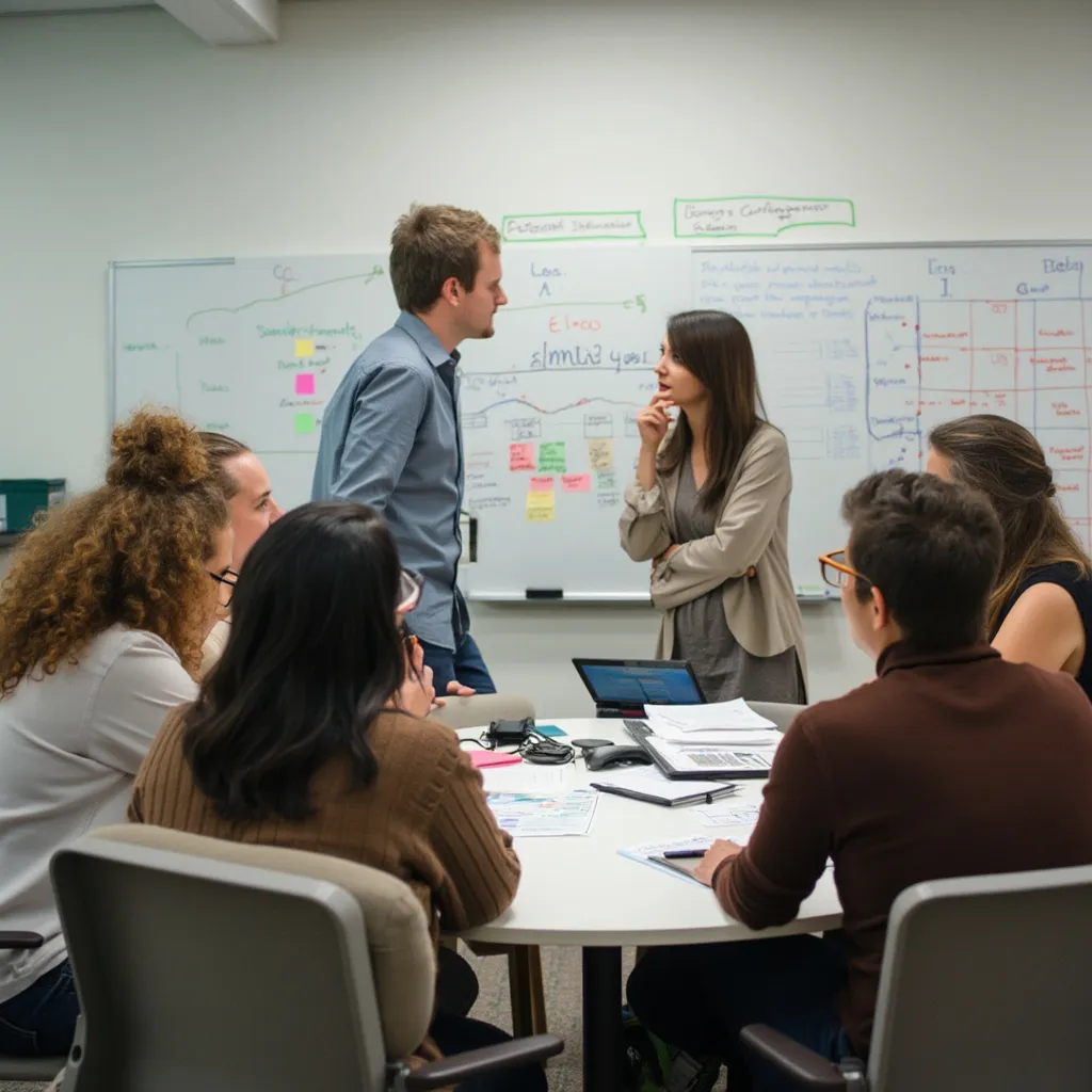 Equipo colaborando en el diseño de un curso